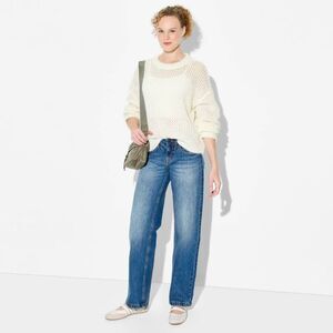 Wild Fable - Women's Openwork Crewneck Pullover Sweater - Wild  Off-White